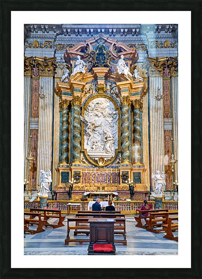 Visitors at the altar of Church of St. Ignatius of Loyola in Rom Picture Frame print
