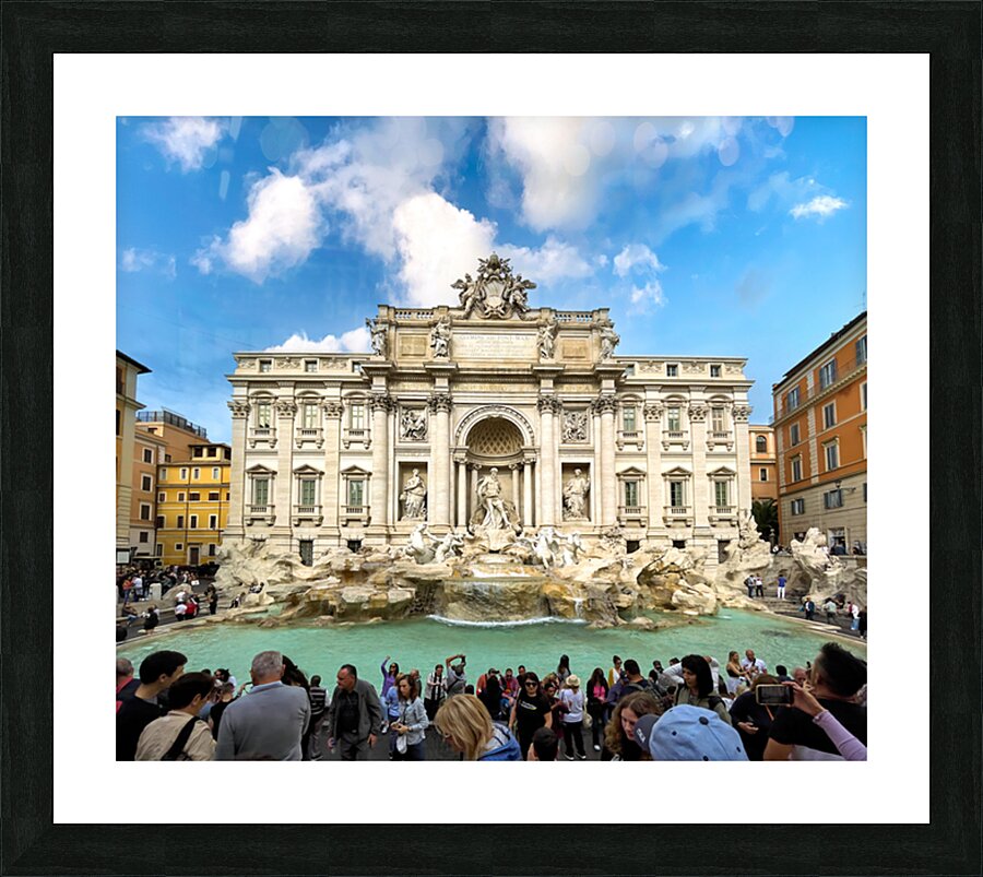 Crowd of tourists visiting Trevi fountain in Rome Italy Picture Frame print
