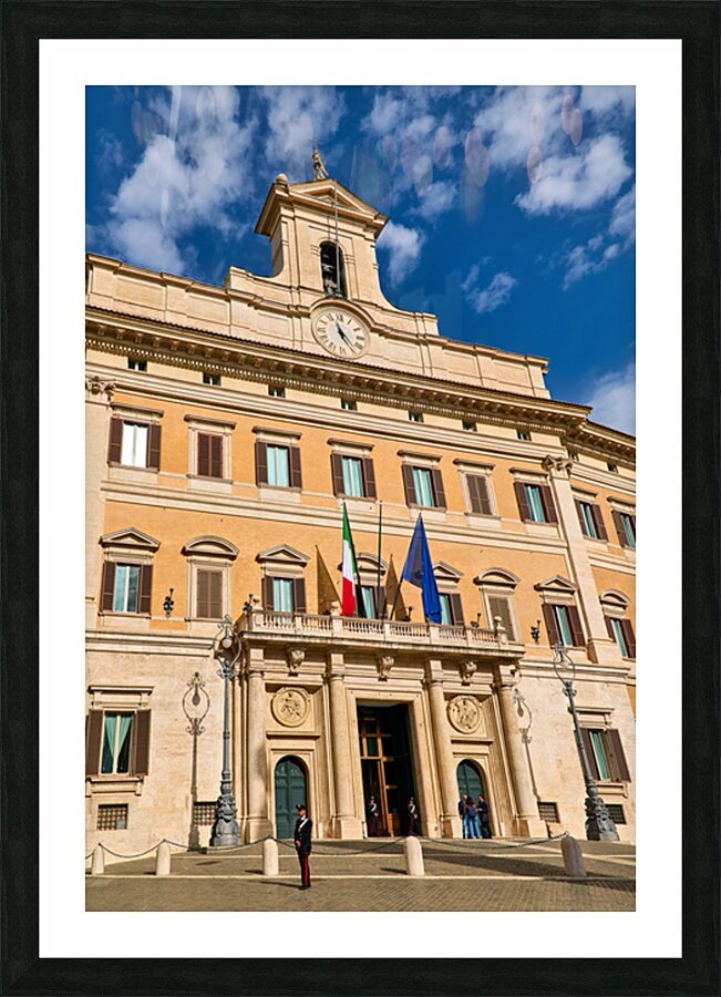 Palazzo Montecitorio stands in Rome Italy during a clear day Picture Frame print