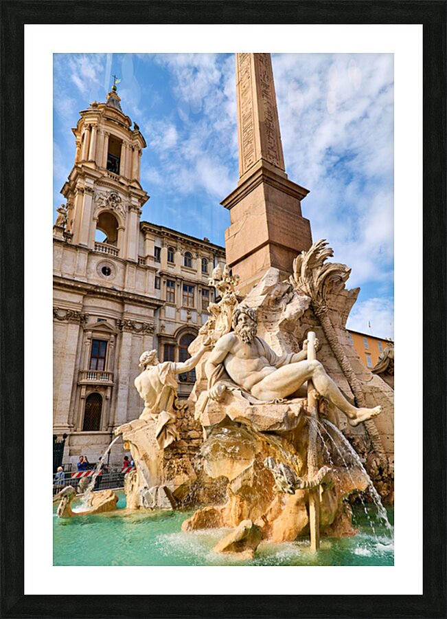 Visit Fontana dei Quattro Fiumi in Piazza Navona in Rome Picture Frame print