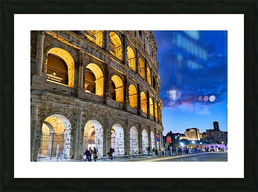 Visiting Colosseum in Rome during twilight hours Picture Frame print