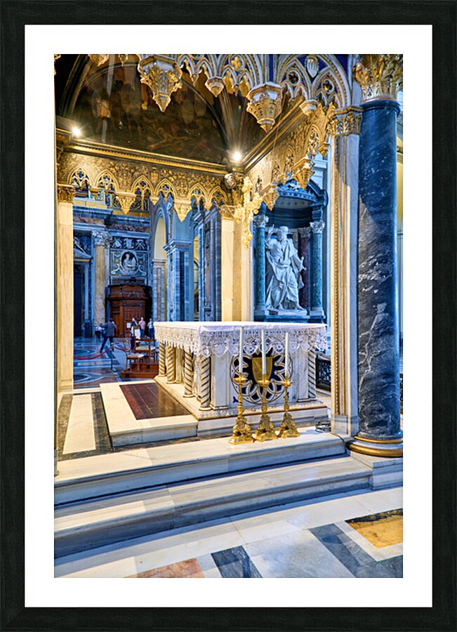 Exploring the altar in the Archbasilica Cathedral in Rome Picture Frame print