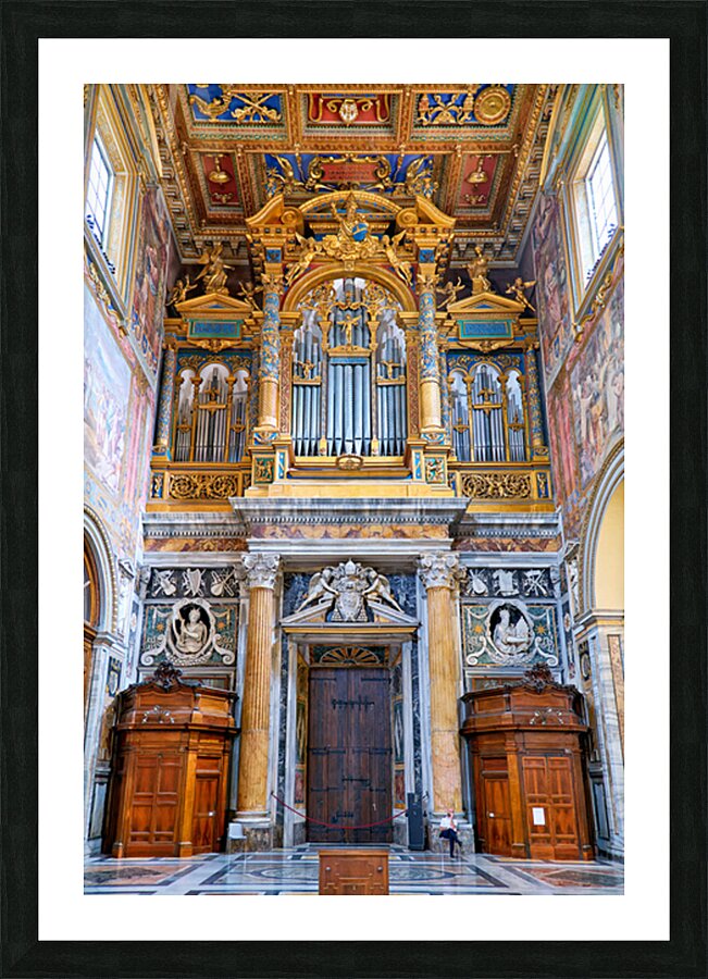 Daytime view of Romes cathedral interior with organ Picture Frame print