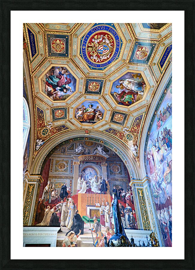 Exploring frescoes in the Raphael rooms at Vatican Museums Picture Frame print