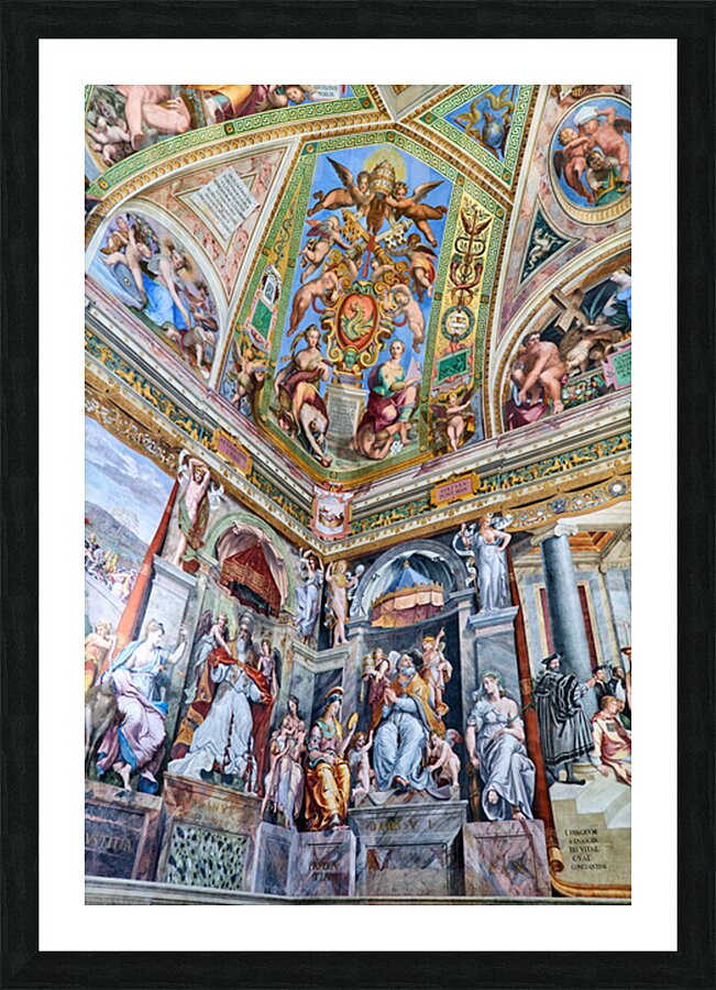 Frescoes in Raphael rooms at Vatican Museums in Rome Picture Frame print