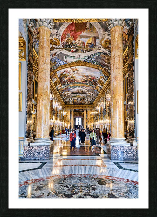 Visitors explore the Great Hall at Colonna Art Gallery in Rome Picture Frame print