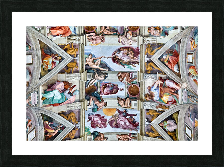 Famous ceiling of Sistine Chapel in Vatican Museums in Rome Picture Frame print