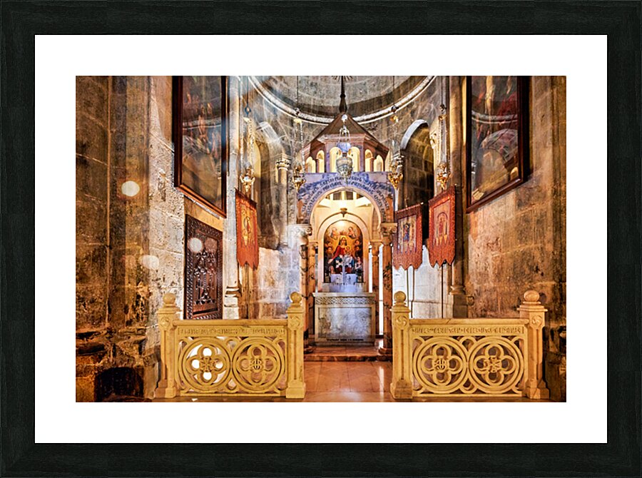 Visit to the church of the Holy Sepulchre in Jerusalem Israel Picture Frame print