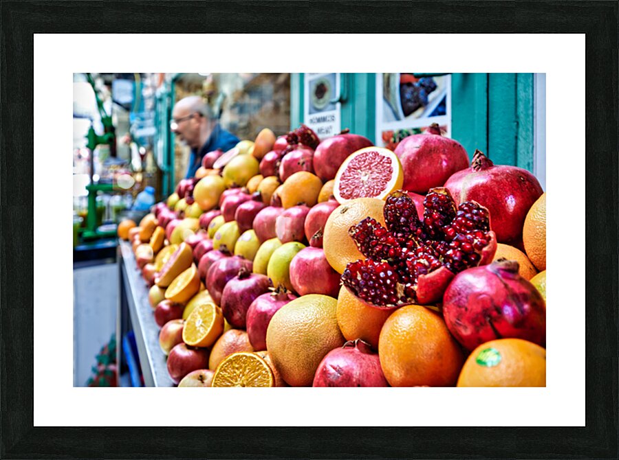 Fresh fruit stall in old city of Jerusalem filled with colorful  Picture Frame print