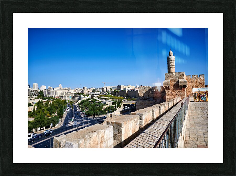View of the old city ramparts in Jerusalem during the day Picture Frame print