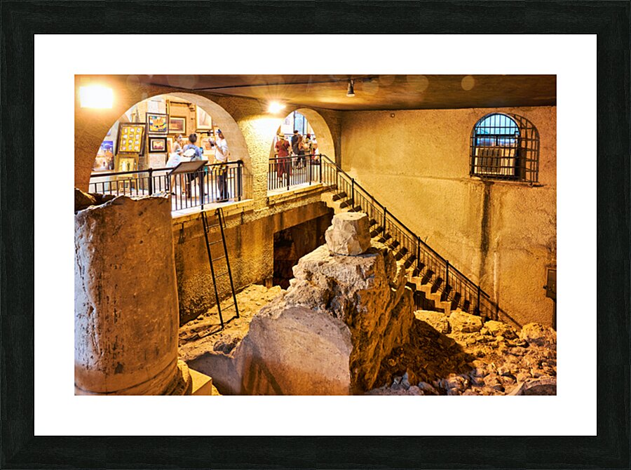 Exploring the cardo in the jewish quarter of jerusalem Picture Frame print