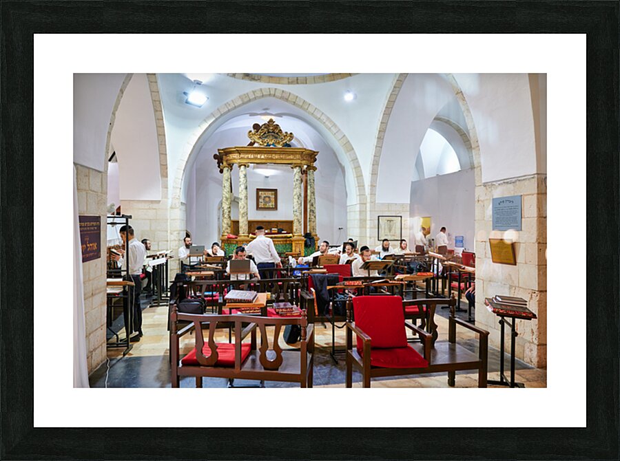 Four Sephardic synagogues in Jerusalem during prayer time Picture Frame print