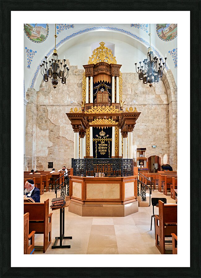 Hurva Synagogue in Jerusalem with visitors and a Torah Ark Picture Frame print