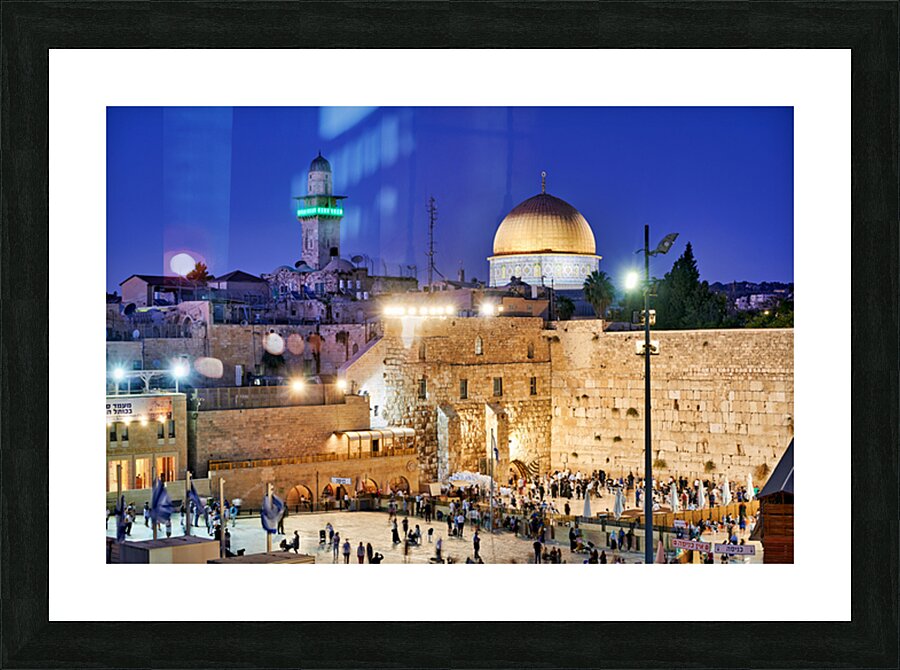 Sunset view of Dome of the Rock and Wailing Wall in Jerusalem Picture Frame print