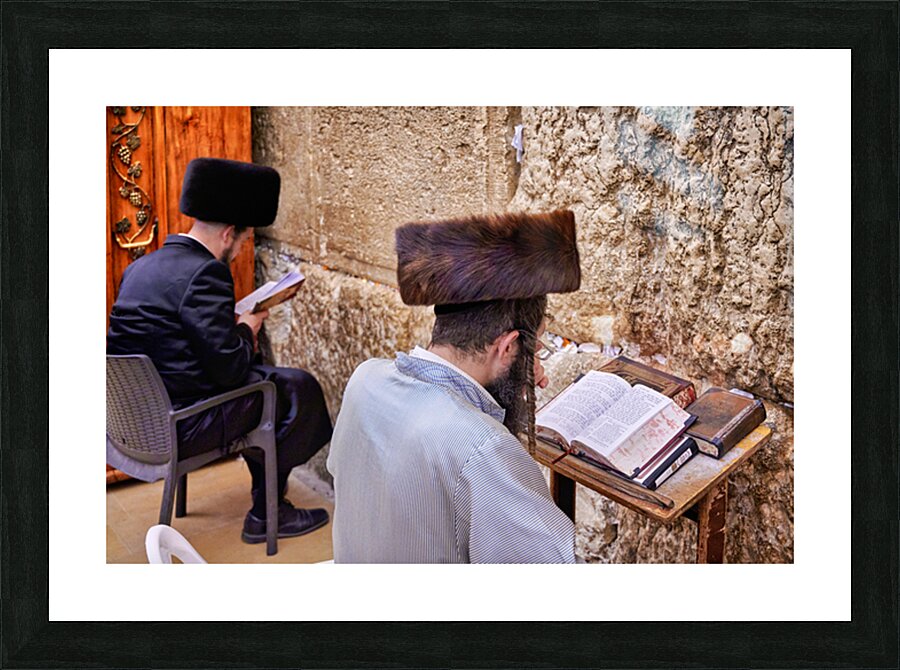 Prayer at the wailing wall in jerusalem by orthodox jews Picture Frame print