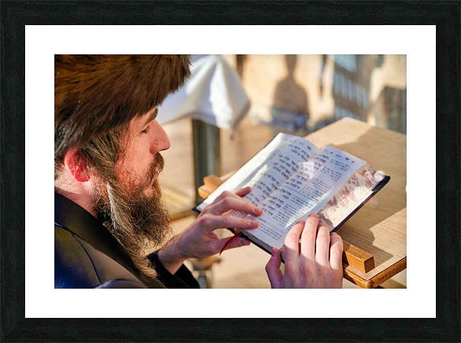 Prayer at the wailing wall in jerusalem by orthodox jews Picture Frame print