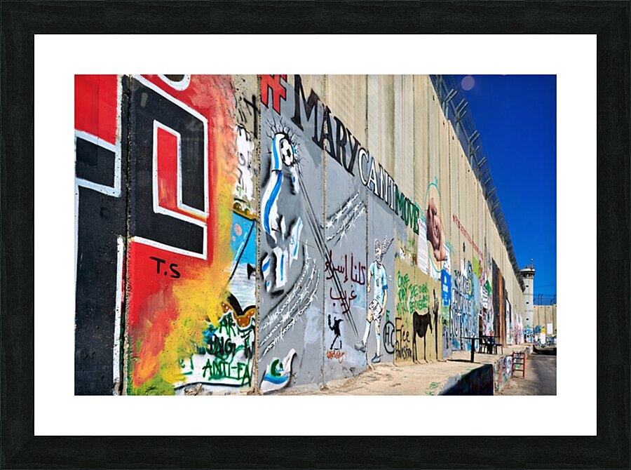West bank separation wall with street art in Bethlehem Jerusale Picture Frame print