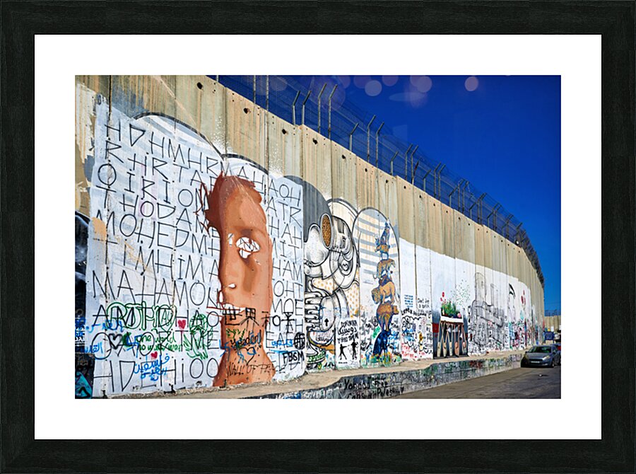 West Bank separation wall covered in art in Bethlehem Jerusalem Picture Frame print
