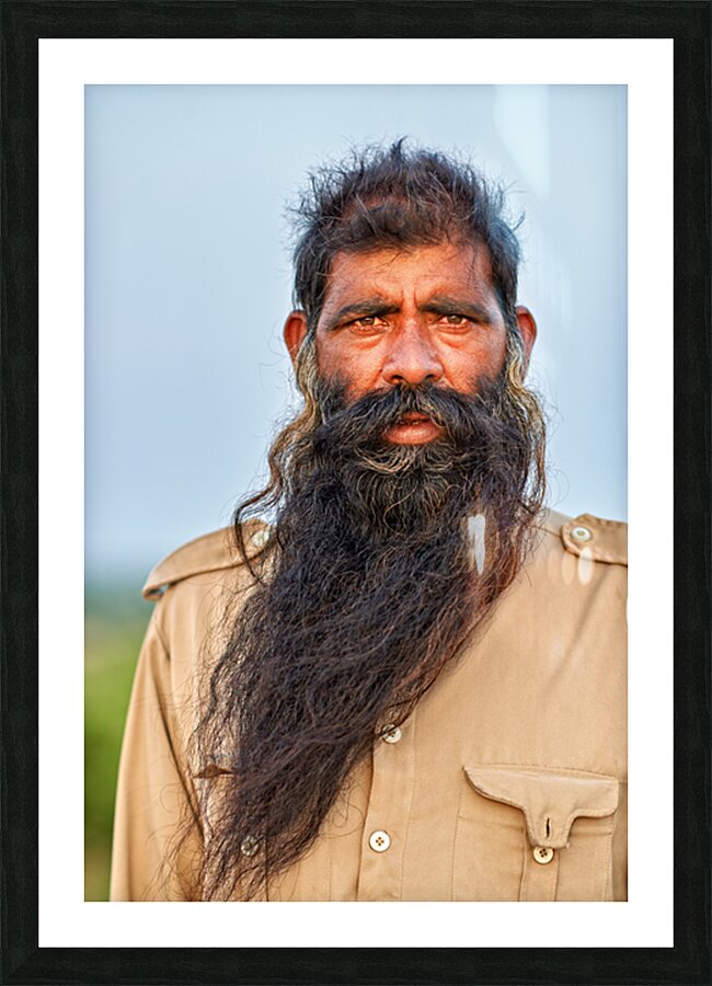 Portrait of a bearded man in Khimsar Rajasthan India Picture Frame print