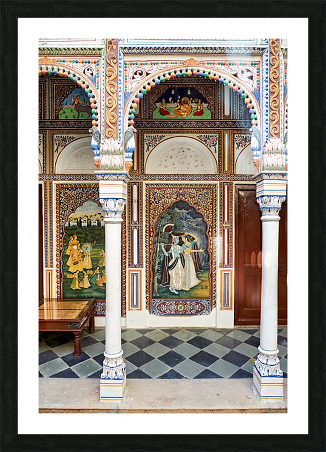 Decorated house walls in Mandawa Shekhawati region of Rajasthan Picture Frame print