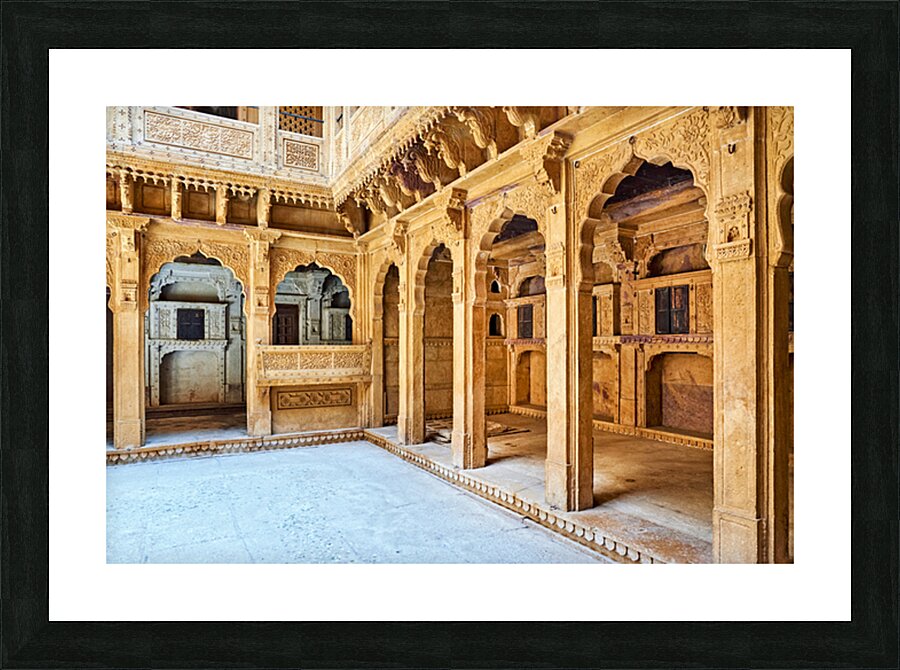 Exploring a traditional haveli house in Jaisalmer Rajasthan Picture Frame print