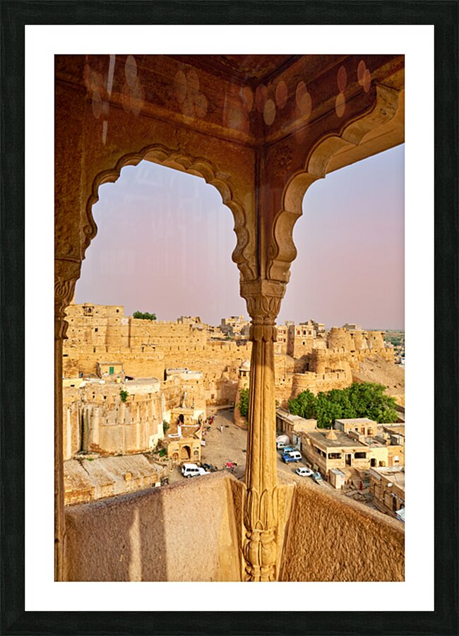 Walls of Jaisalmer glow at sunset in Rajasthan India Picture Frame print