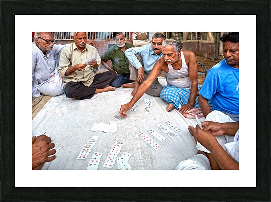 Men playing cards on the street in Bikaner Rajasthan during the Picture Frame print