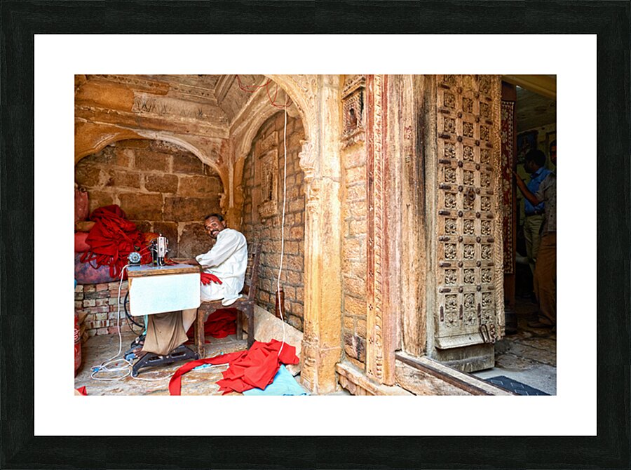 Traditional haveli house in Jaisalmer Rajasthan with tailor wor Picture Frame print