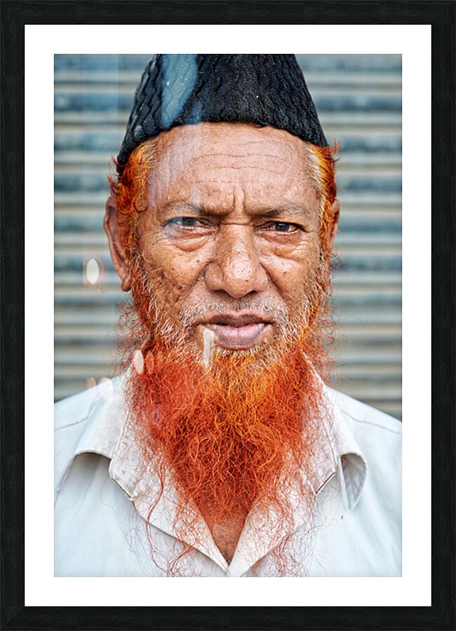Portrait of a man with red beard in Jodhpur India Picture Frame print
