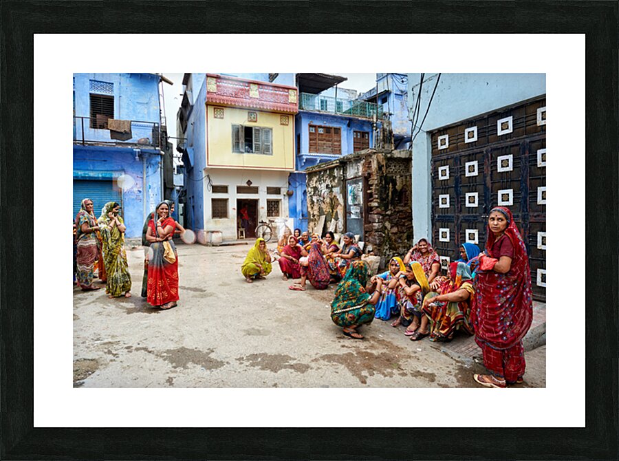 Women gather in Bundi Rajasthan during a community outing Picture Frame print