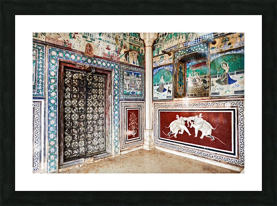 Decorations and paintings at Taragarh Fort in Bundi Rajasthan Picture Frame print