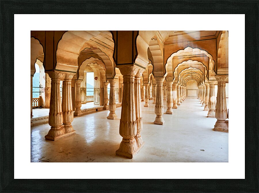 Exploring the architecture of Amber Palace in Rajasthan India Picture Frame print