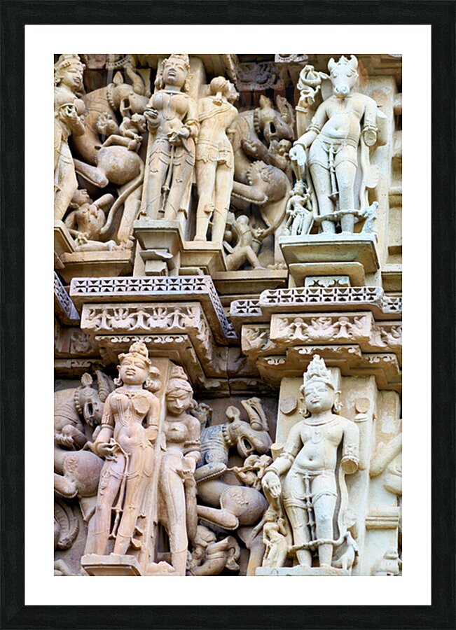Hindu temples of Khajuraho in Madhya Pradesh show intricate carv Picture Frame print