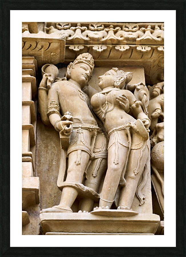 Hindu erotic sculptures at Khajuraho temples in Madhya Pradesh Picture Frame print