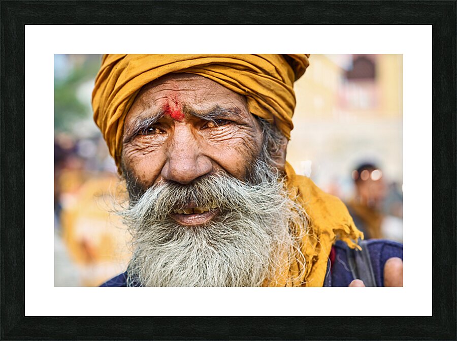 Portrait of a man in Orchha Madhya Pradesh India during the da Picture Frame print