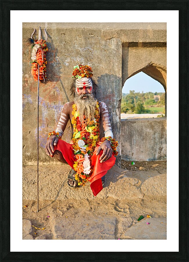 Portrait of a holy man sadhu in Orchha Madhya Pradesh India Picture Frame print