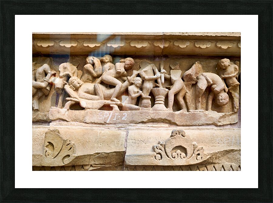 Hindu temples of Khajuraho show carvings of daily life and ritua Picture Frame print