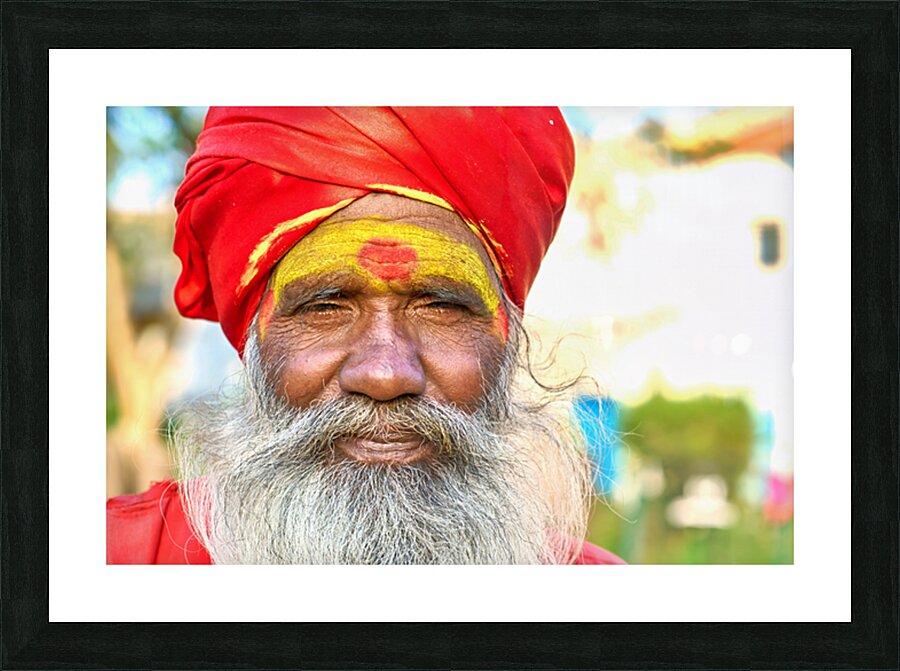 Portrait of holy man sadhu in Orchha Madhya Pradesh India Picture Frame print