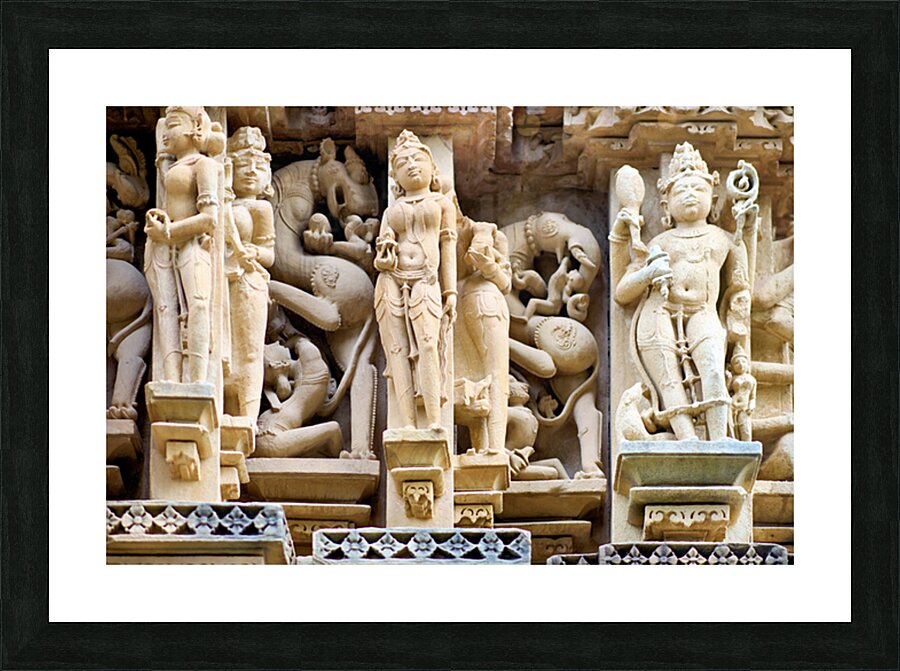 Hindu temples in Khajuraho show ancient art and carvings Picture Frame print