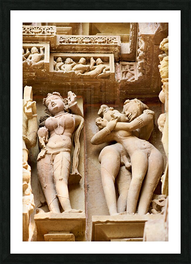 Exploring Hindu erotic art in Khajuraho temples in Madhya Prades Picture Frame print