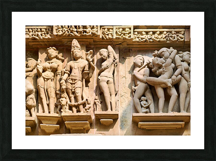 Hindu temples in Khajuraho display intricate carvings of life Picture Frame print