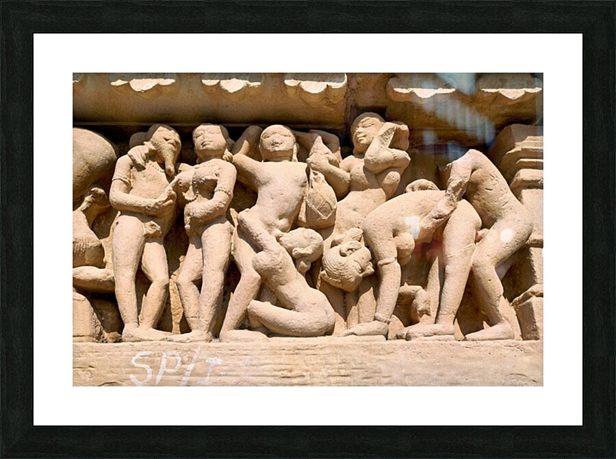 Discovering the intricate carvings at Khajuraho temples Picture Frame print