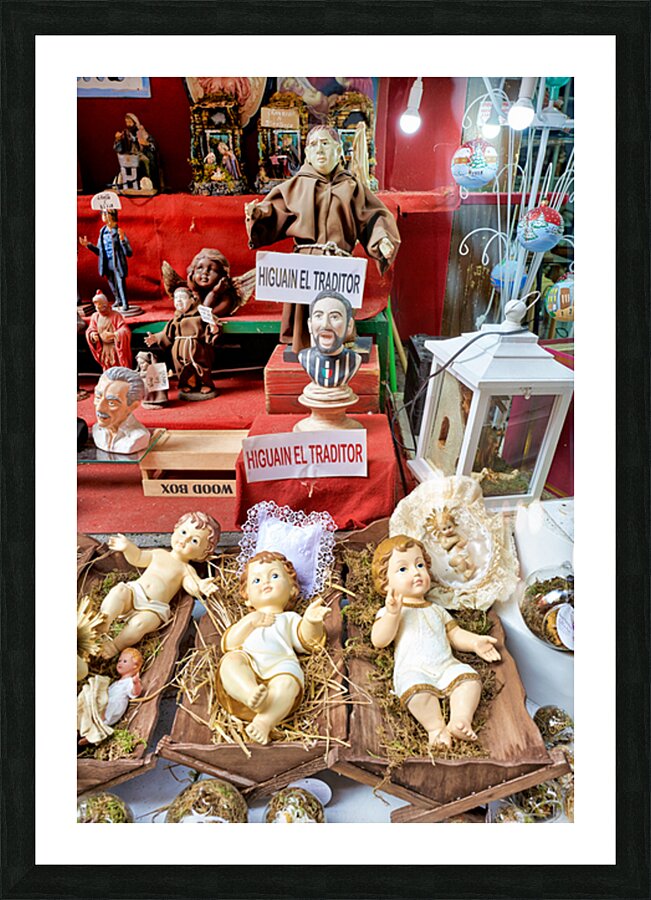 Statues in artisan workshops of Via Gregorio Armeno in Naples Picture Frame print