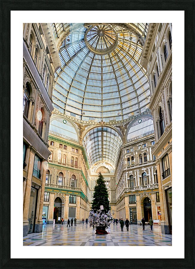 Visitors enjoy Galleria Umberto I in Naples for the holidays Picture Frame print