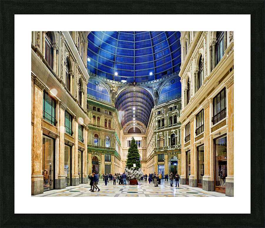 Exploring Galleria Umberto I in Naples during holiday season Picture Frame print