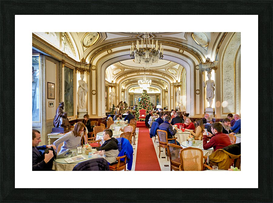 Visitors enjoy coffee and food at Caffe Gambrinus in Naples Picture Frame print