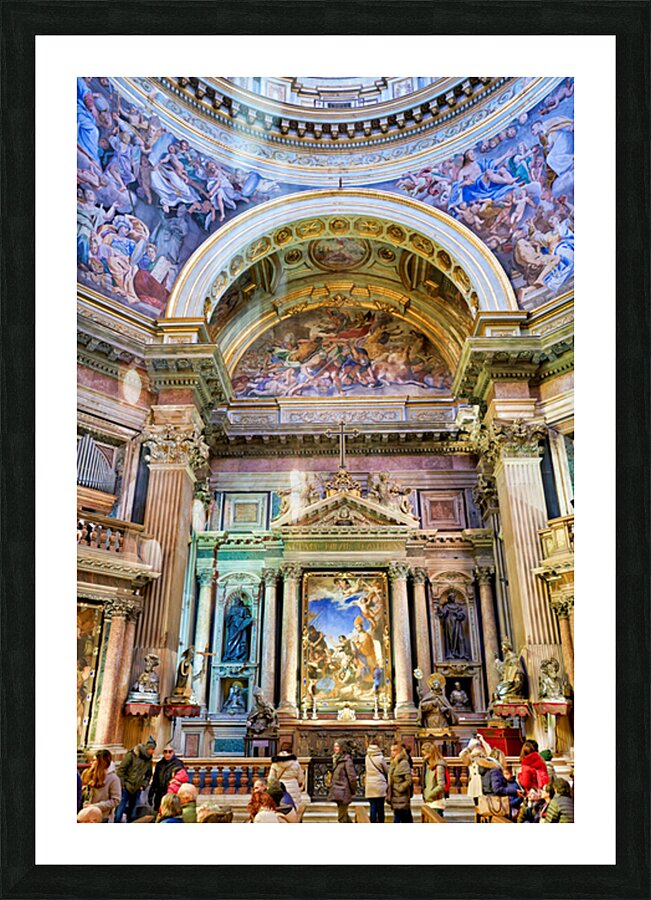 Visitors explore Naples Cathedral in Campania Italy Picture Frame print