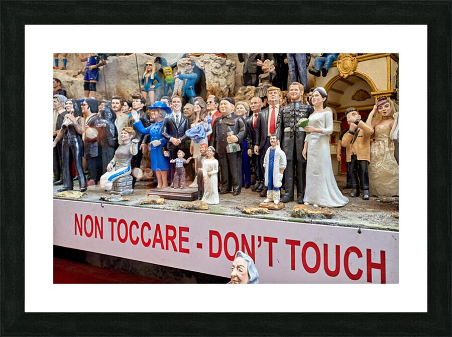 Statues of Christmas Nativity scene in Naples artisan workshop Picture Frame print