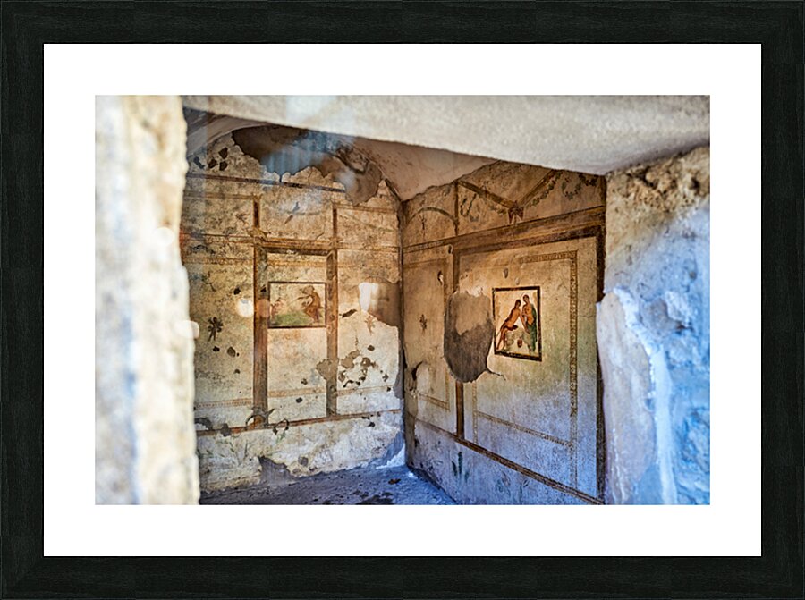Exploring ancient wall paintings in Pompeii Naples in Italy Picture Frame print