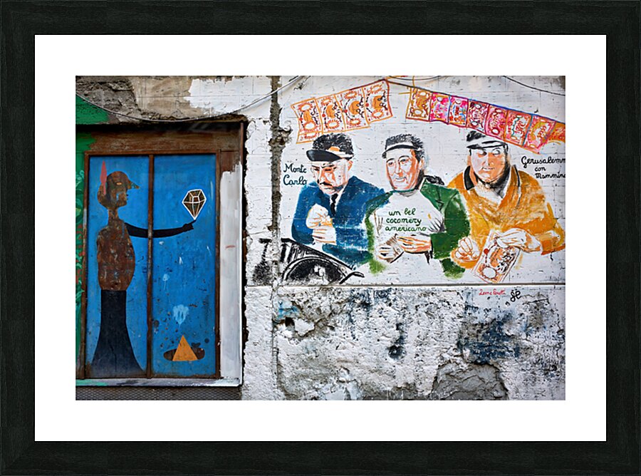 Street art in Quartieri Spagnoli reflects local culture in Naple Picture Frame print